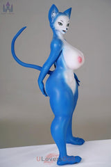 Loxley B-Körbchen Dolls Castle Silikon Anthro Blau-weißer Fuchs Furry Sexdoll Mit Gel-Brüsten und verstellbarem Schwanzskelett