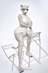 Velara-1 165 cm D-Körbchen Moonvale Silikon Weißer Leopard Furry Sexpuppen mit ROS und Schwanz