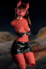 Meru 110 cm A-Körbchen Climax 877# Silikon Sexdoll als Sukkubus mit roter Haut Torso
