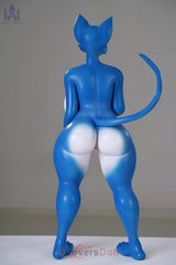 Loxley B-Körbchen Dolls Castle Silikon Anthro Blau-weißer Fuchs Furry Sexdoll Mit Gel-Brüsten und verstellbarem Schwanzskelett