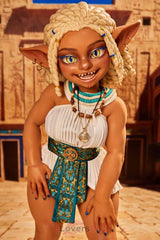 Kaela (Sonnengebräunt) A-Körbchen Climax Si70 AT großen Ohren Silikon Goblin puppe mit EVO-Skelett