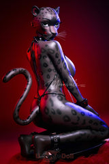 Velara-2 165 cm D-Körbchen Moonvale Silikon Schwarzer Leopard Furry Liebespuppen mit ROS und Schwanz