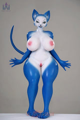 Loxley B-Körbchen Dolls Castle Silikon Anthro Blau-weißer Fuchs Furry Sexdoll Mit Gel-Brüsten und verstellbarem Schwanzskelett