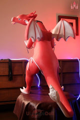 Drakaina 125 cm Dolls Castle Silikon Roter Drache Fantasy Sex Doll Mit zwei Flügeln und integriertem Schwanz