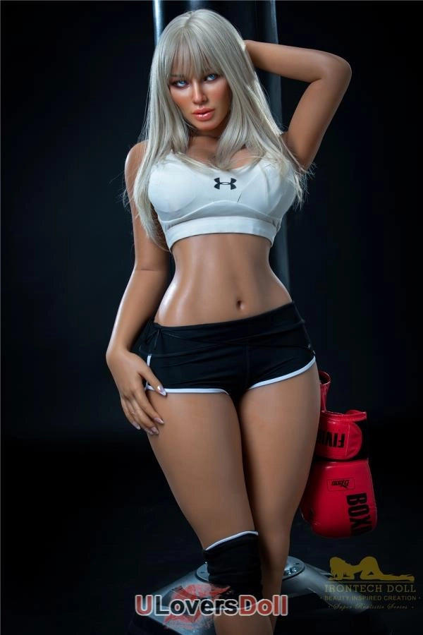Hedy - 164cm E-cup S26 Kopf Vollsilikon Dark Tanned Skin Silikonpuppe Irontech Doll Irontech Doll SD544501
